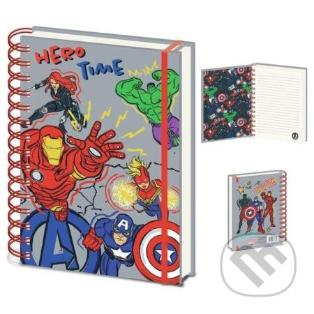 CurePink Poznámkový blok Marvel Avengers Klub hrdinů A5 16 x 21 cm