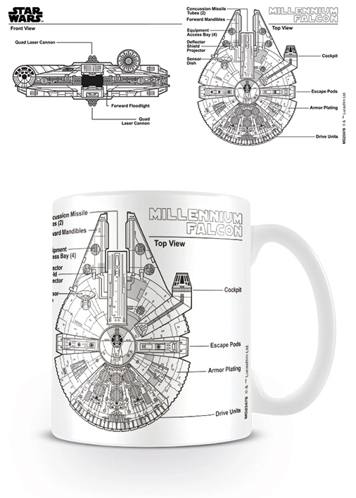 Keramický hrnek Star Wars/Hvězdné války: Millennium Falcon bílý 315 ml