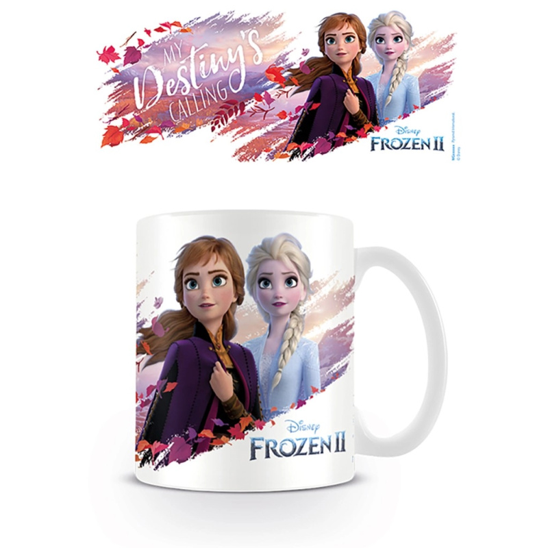 CurePink Bílý keramický hrnek Frozen II Ledové Království Destiny Is Calling MG25581 315 ml