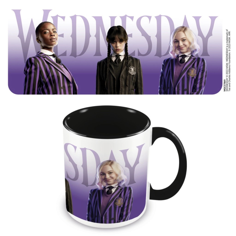 CurePink Keramický Netflix Wednesday Studenti Nikdy víc 325 ml