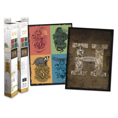 Harry Potter set plakátů Bradavice & Koleje 2ks