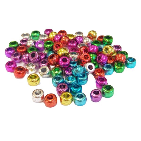 Plastové korálky navlékací (300ks) metalický mix (80g)
