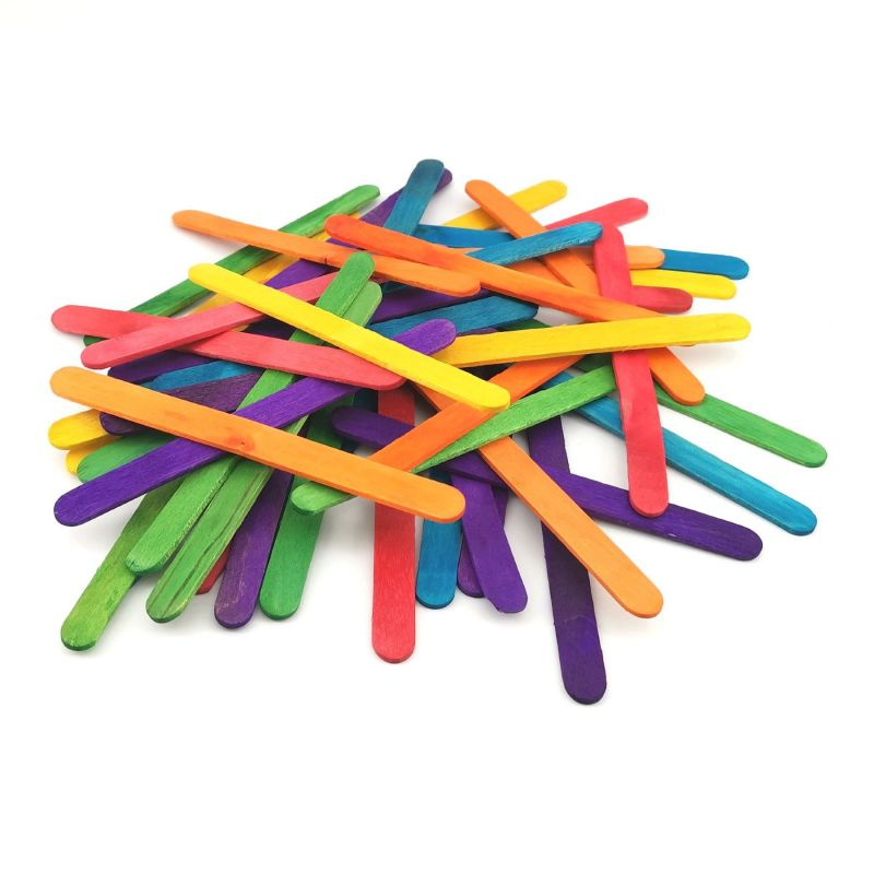 Špachtle dřevěné barevné - dřívka 11,5x1cm (50ks)