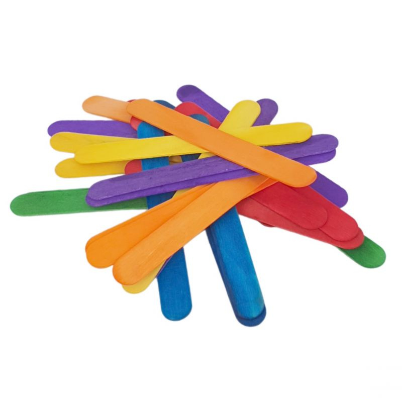 Dřevěné špachtle barevné, 15 cm (25 ks)