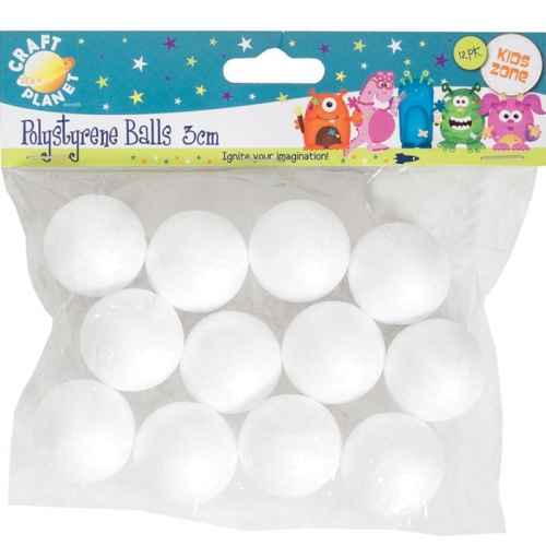 Polystyrenové koule průměr 3cm (12ks)