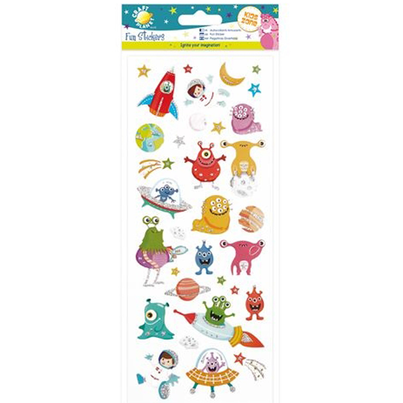 Samolepky třpytivé 10x23cm - Vesmírní vetřelci