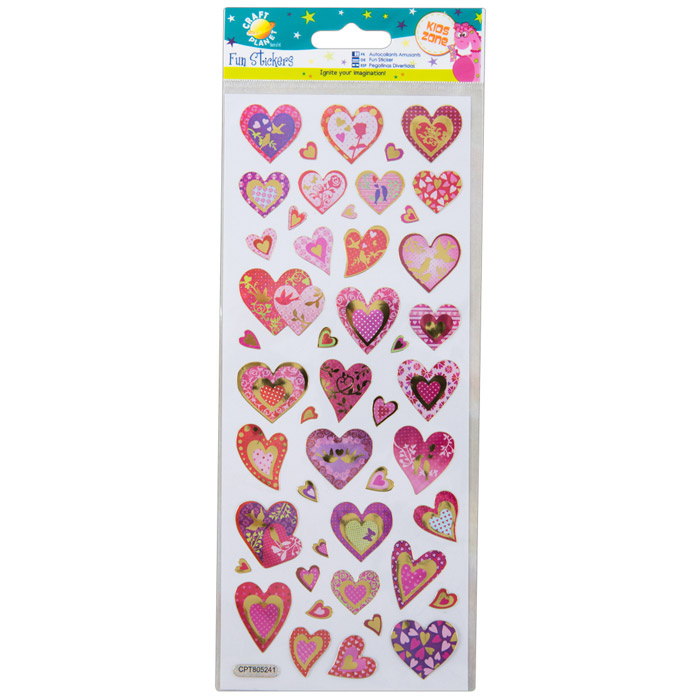 Samolepky třpytivé 10x23cm - Lesklá srdíčka