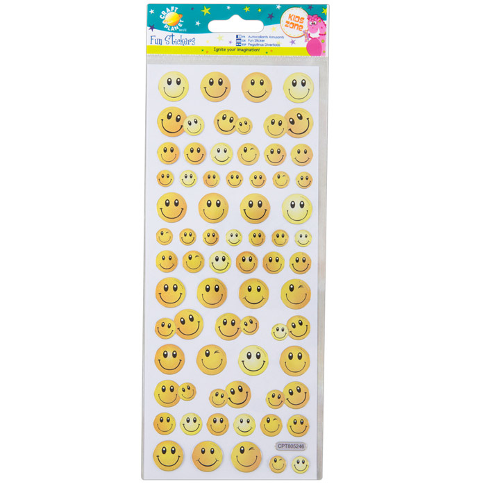 Samolepky třpytivé 10x23cm - Smějící se smajlíci