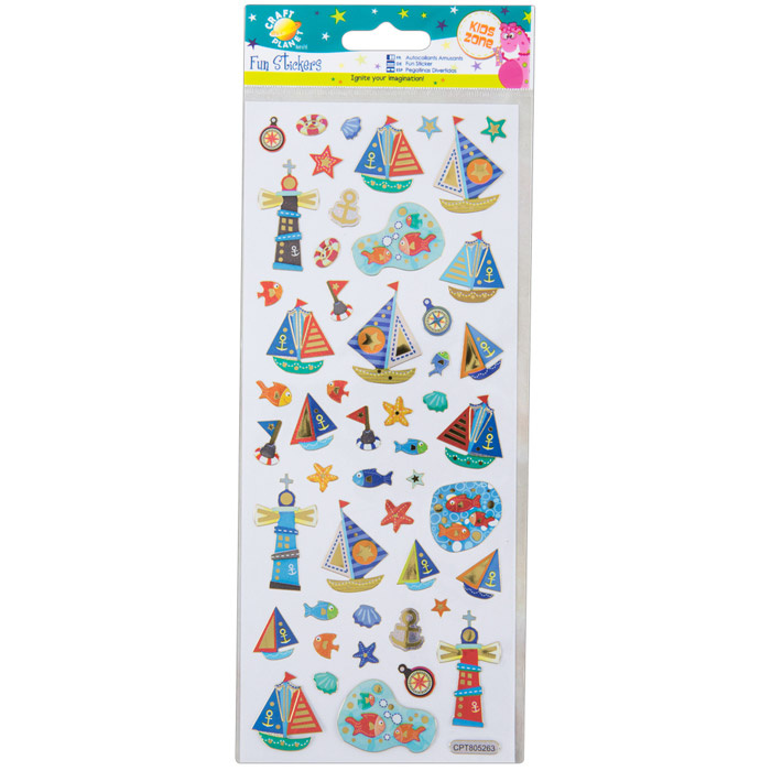 Samolepky třpytivé 10x23cm - Lodě a majáky