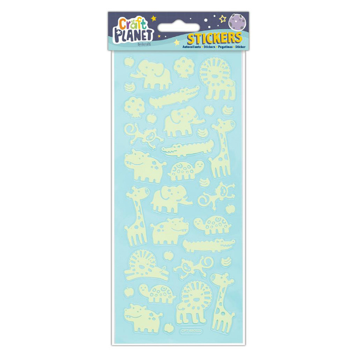 Samolepky svítící ve tmě 10x23cm Zvířata ze Zoo