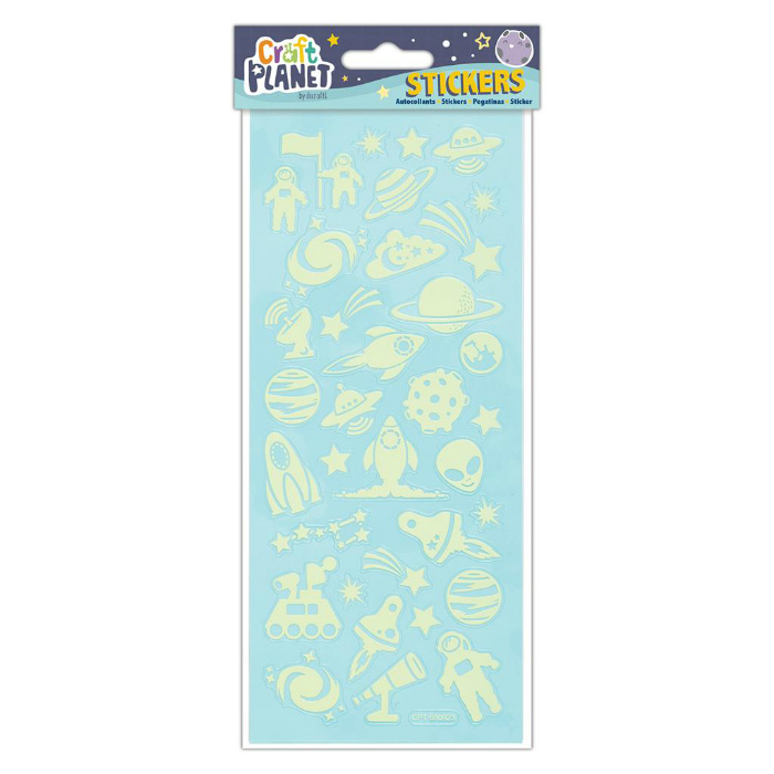 Samolepky svítící ve tmě 10x23cm Vesmír