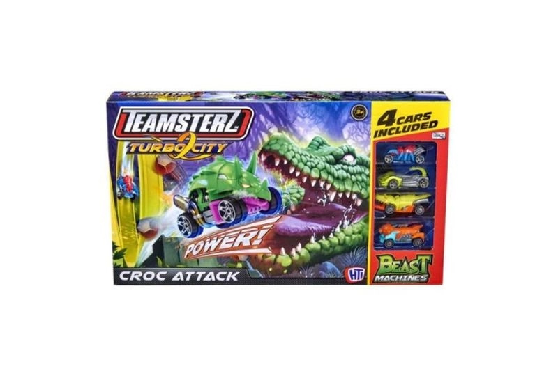 Teamsterz Turbo City croc attack – dráha s krokodýlem a 4 autíčky