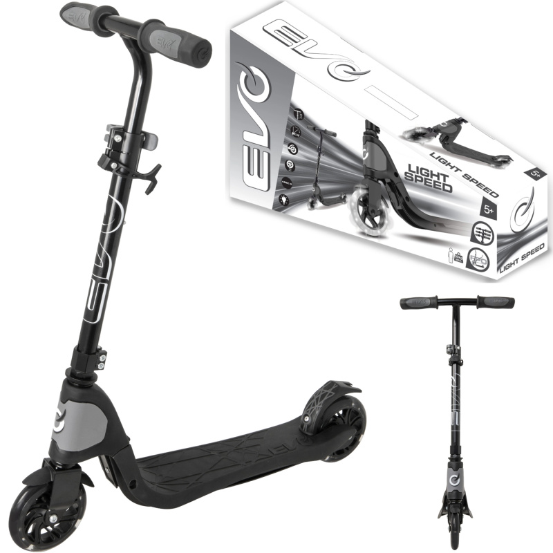 Evo Light Speed dětská skládací koloběžka s LED kolečky – černá