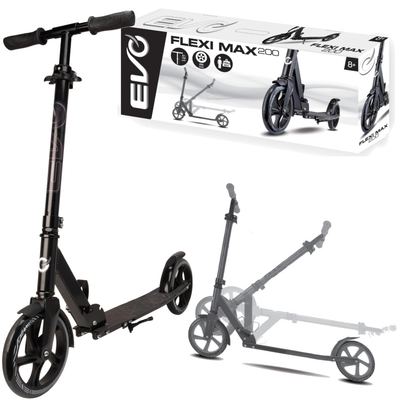 EVO koloběžka Flexi Max 200 černá se stojánkem a popruhem 8+