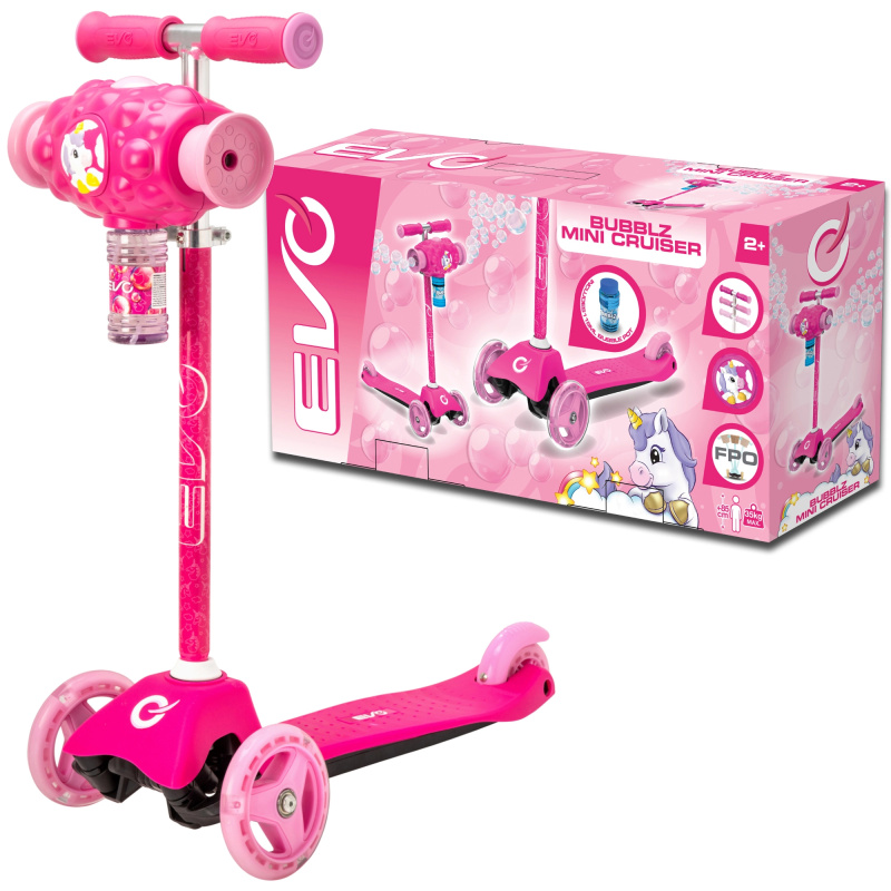 EVO dětská tříkolová koloběžka Bubblz Mini Cruiser s bublinkovačem, růžová