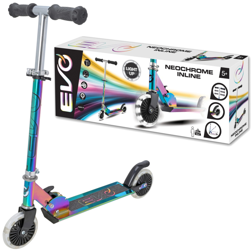 EVO dětská skládací koloběžka Neochrome s LED koly
