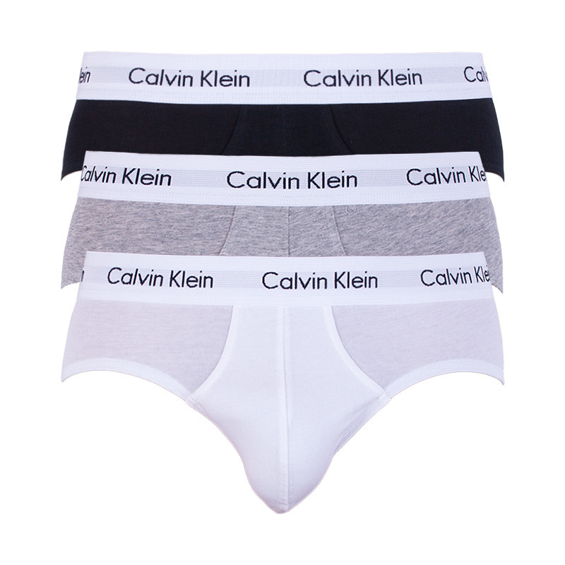 Pánské slipy 3 Pack  0000U2661G 998 černá/bílá/šedá - Calvin Klein S