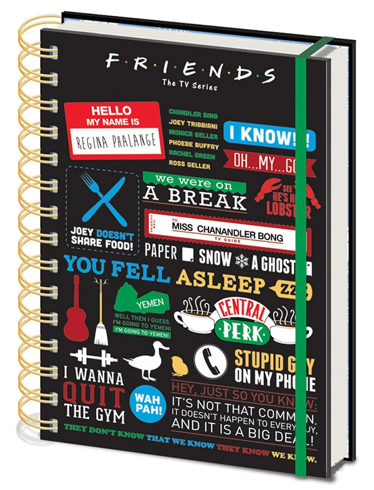 CurePink Poznámkový A5 blok: Friends kroužková vazba 14,8 x 21 cm SR72326