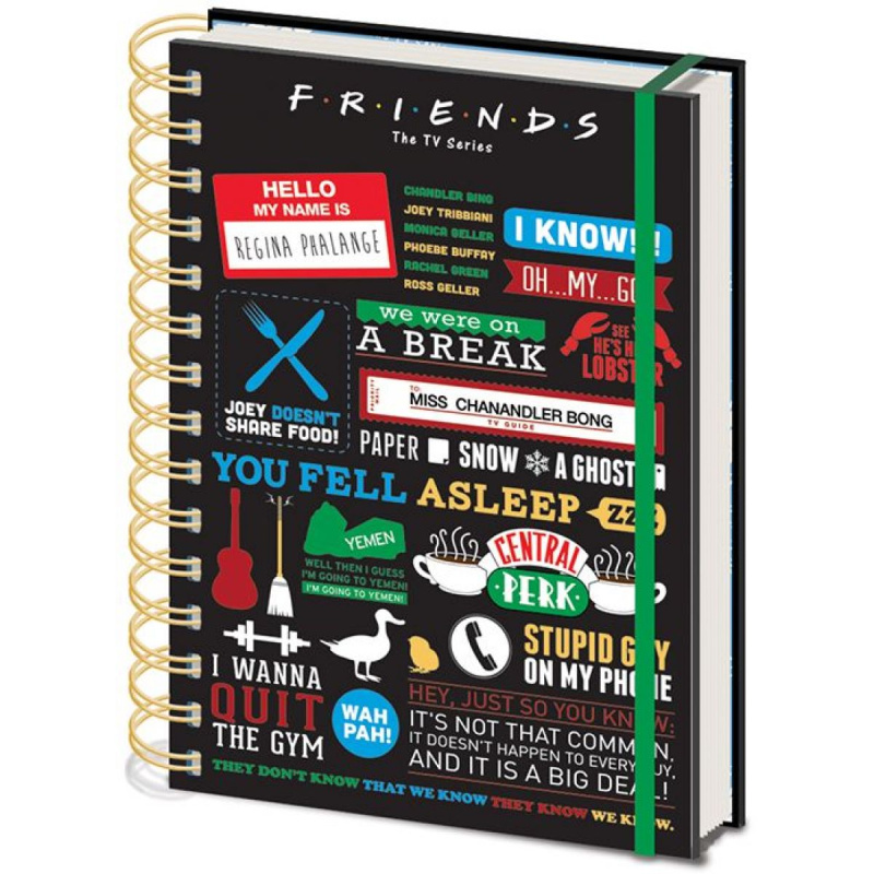 CurePink Poznámkový A5 blok: Friends kroužková vazba 14,8 x 21 cm SR72326