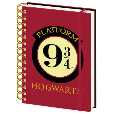CurePink Poznámkový A5 blok Harry Potter: Platform 9 3/4 14,8 x 21 cm SR73234
