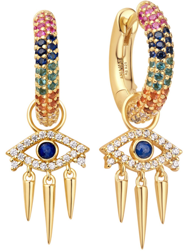 Ania Haie EST048-12 Hoop Earrings Rainbow Evil Eye + 1 x 2-Pendant Set
