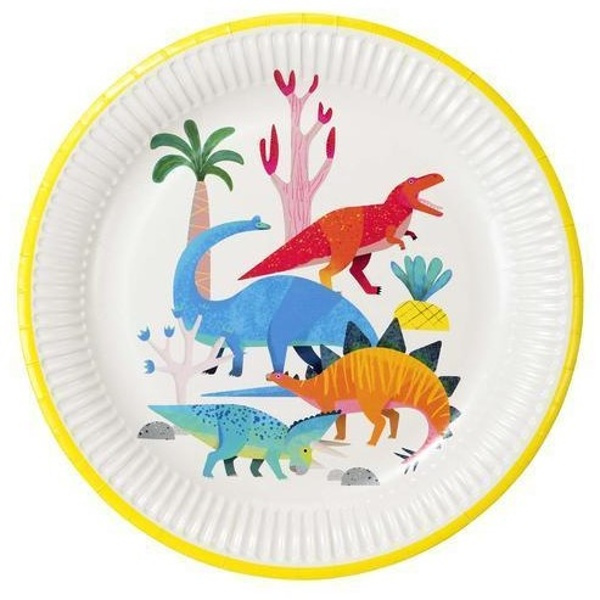 Moje Party TALÍŘE papírové Dinosauři barevní 23cm 8ks