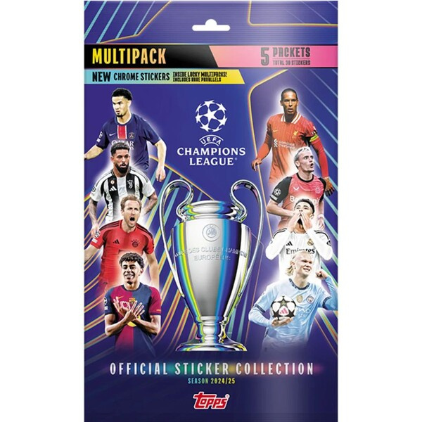 Topps Topps Champions League 2025 multipack 5 balíčků samolepek
