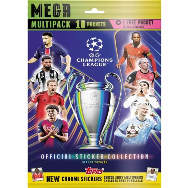 Topps Topps Champions League 2025 mega multipack 10+1 balíčků samolepek