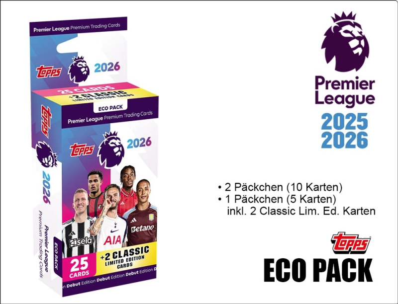 Premier League sběratelské karty 2025/2026 eco pack - 1 kus