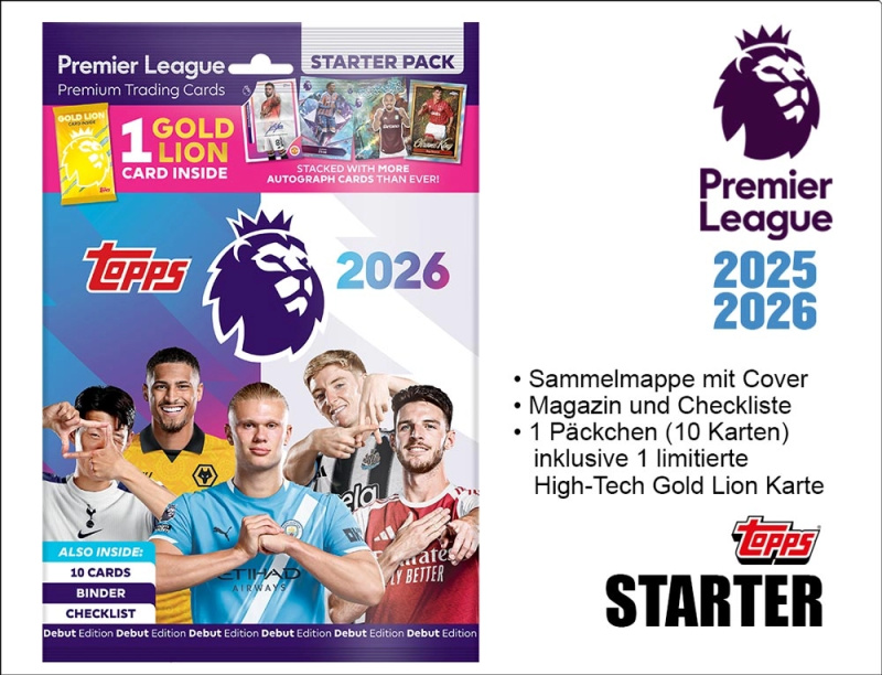 2025-2026 Topps Premier League Starter Pack - fotbalové karty