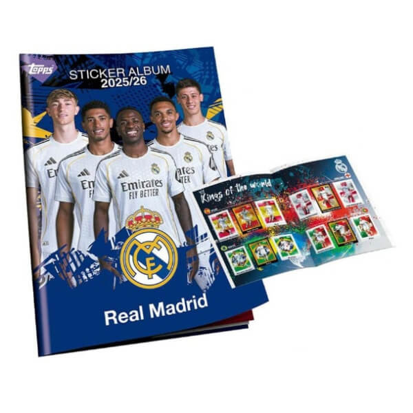 Topps fotbalové samolepky Real Madrid 2025/2026 – Album Complete Set