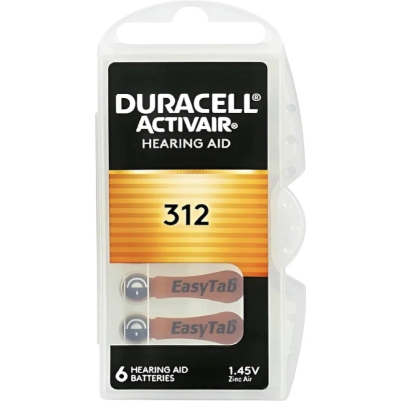 Baterie do naslouchadel Duracell DA312 Easy Tab 6 kusů