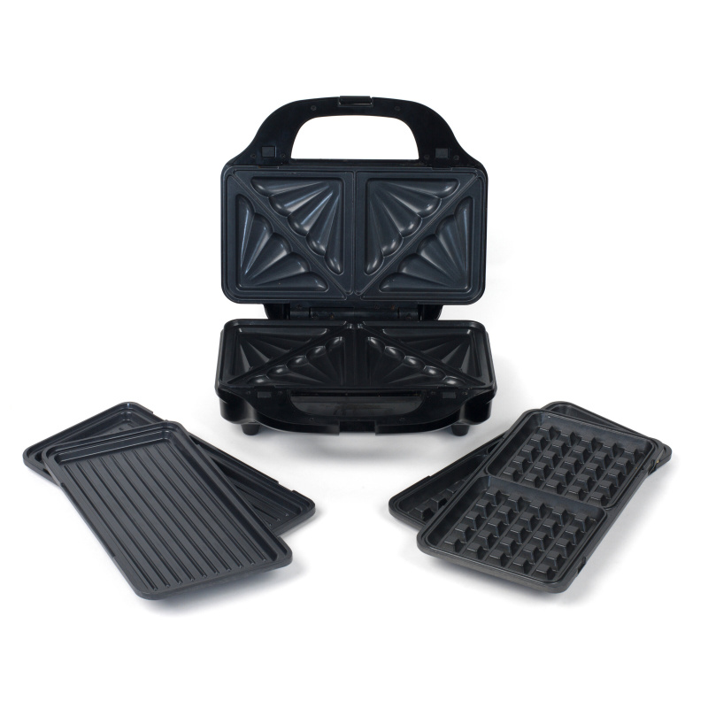 Vaflovač a sendvičovač panini PETRA 900 W, regulace teploty černá