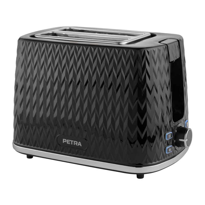 PETRA Topinkovač 930 W CHEVRON, opékání a rozmrazování černá