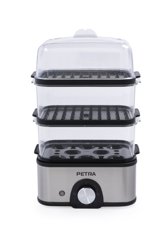 Tříúrovňový hrnec na vaření v páře PETRA, 500 W, 3 l stříbrná