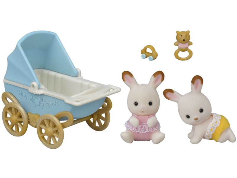 Sylvanian Families Dvojčata Chocolate králíků s kočárkem