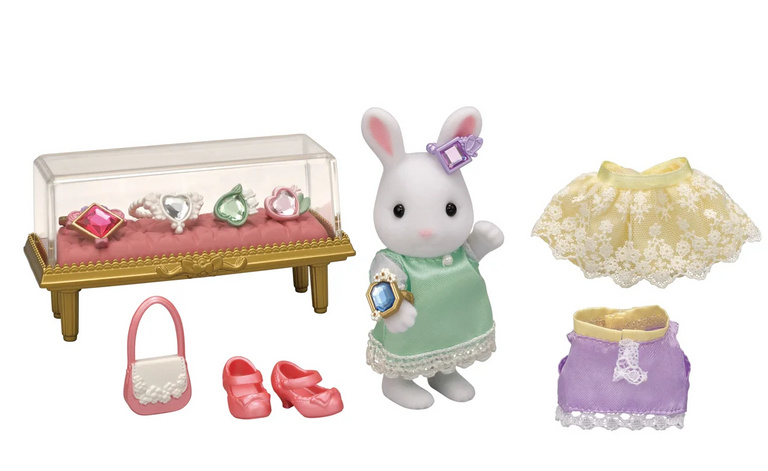 Sylvanian Families Město - bílý králík se šperky a drahokamy
