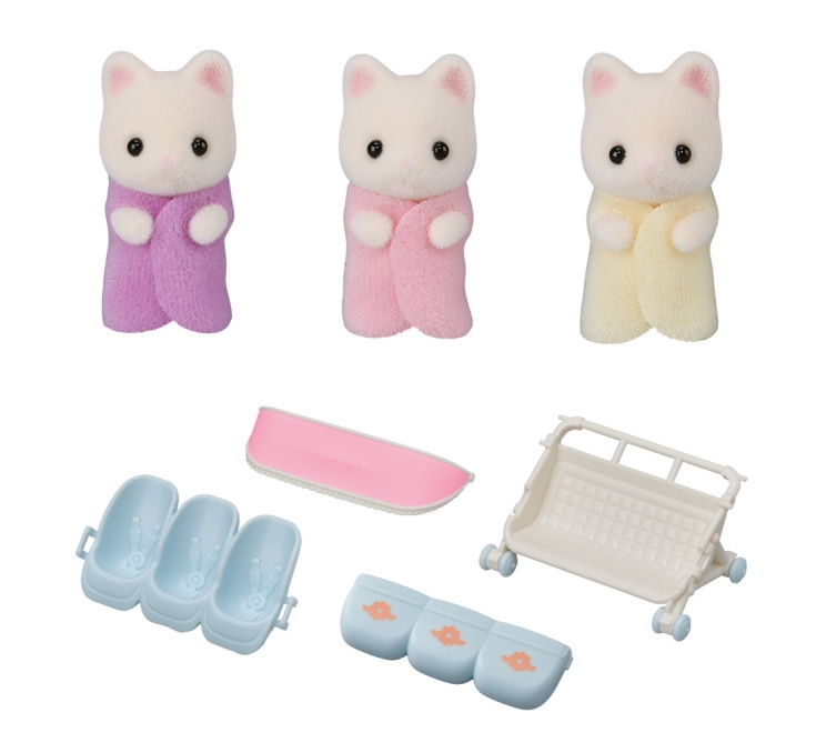Sylvanian Families  Květinová kočičí trojčata s kočárkem