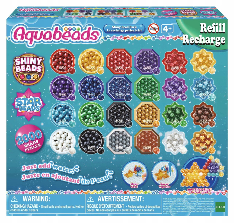 Aquabeads blyštivé korálky – doplňková sada 2000 ks