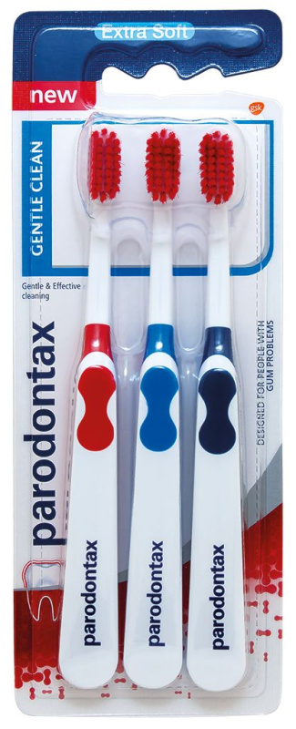 PARODONTAX Gentle Clean Triopack Zubní kartáček Extra Soft 3 ks