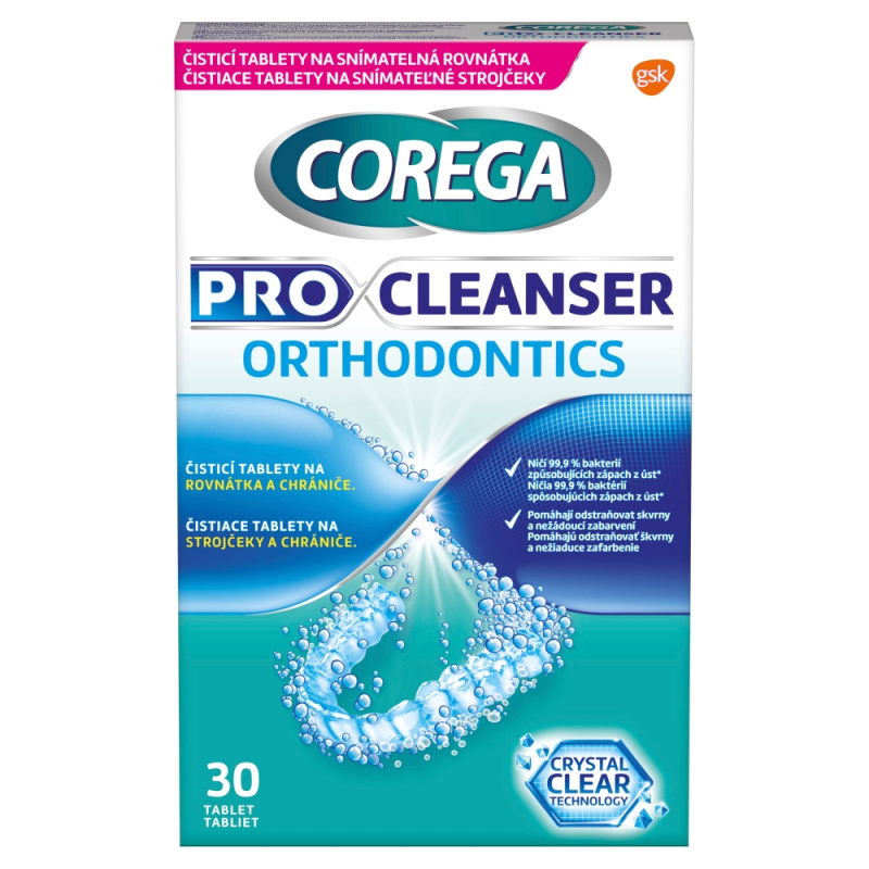 COREGA Pro Cleanser Orthodontics Čistící tablety 30 kusů