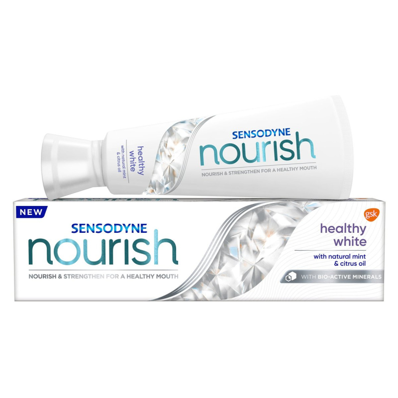 Sensodyne Nourish Healthy White zubní pasta pro citlivé zuby s esenciálními oleji