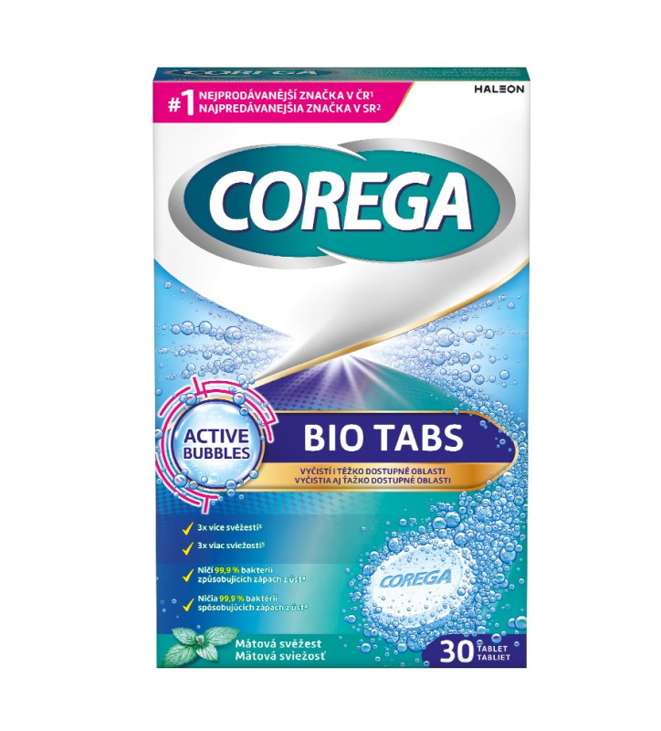 Corega BIO Tabs Čistící tablety na zubní náhrady