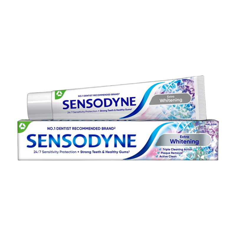 Sensodyne Extra Whitening bělicí zubní pasta s fluoridem pro citlivé zuby 75 ml
