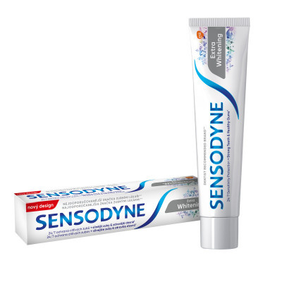 Sensodyne Extra Whitening bělicí zubní pasta s fluoridem pro citlivé zuby 75 ml