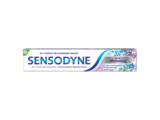 Sensodyne Extra Whitening bělicí zubní pasta s fluoridem pro citlivé zuby 75 ml