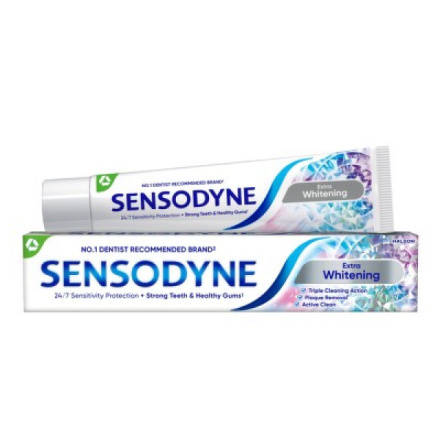 Sensodyne Extra Whitening bělicí zubní pasta s fluoridem pro citlivé zuby 75 ml