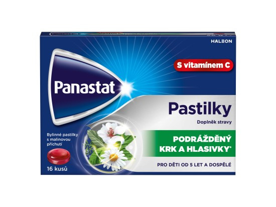 PANASTAT Bylinné pastilky s vitamínem C malina 24 pastilek