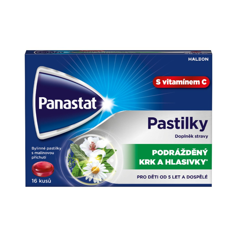 PANASTAT Bylinné pastilky s vitamínem C malina 24 pastilek