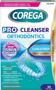 Corega Pro Cleanser Orthodontics čístící tablety na rovnátka a chrániče, 30ks